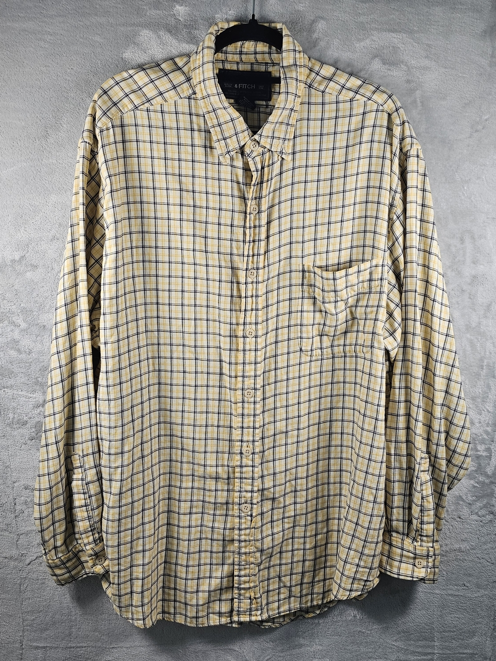Abercrombie & Fitch Sz. Large Men's Plaid Flannel Shirt 10% Wool Outdoor Goods